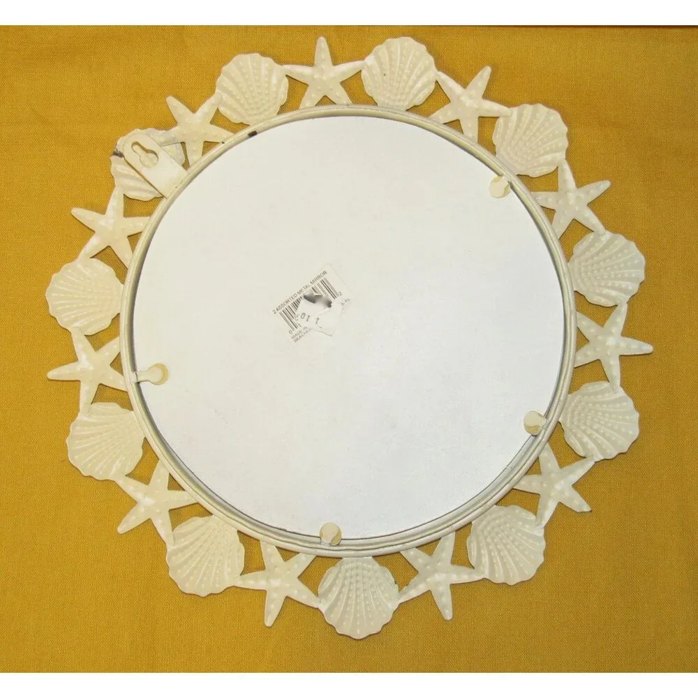 Vintage Beachcombers Seashells Metal Round Wall Mirror